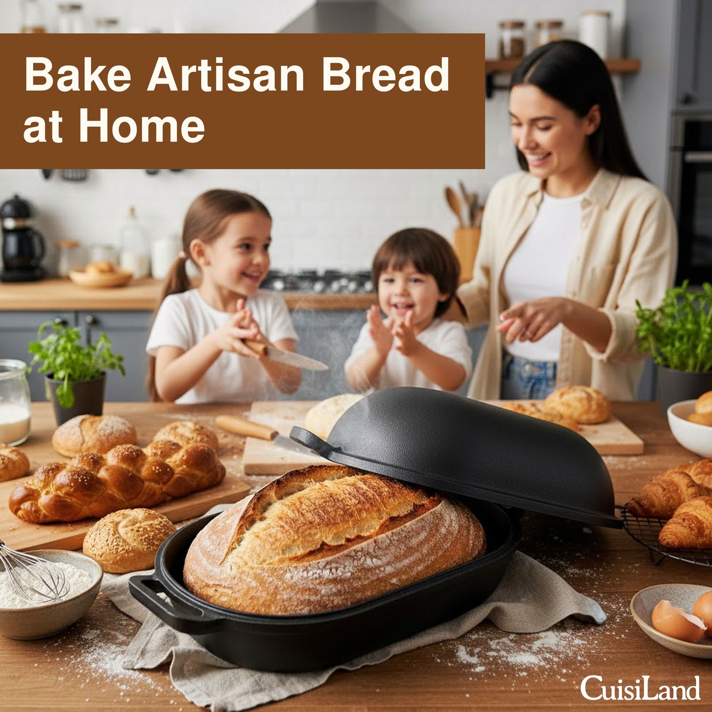 Cuisiland Large Pre-Seasoned Heavy Duty Cast Iron Bread & Loaf Pan