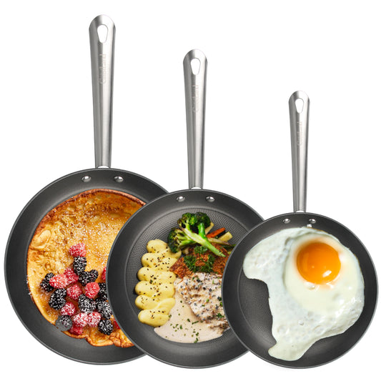 Cuisiland 8", 9.5", 10.25" Honeycomb Cast Iron Frying Pan Set