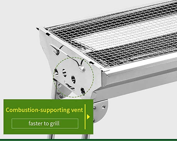 Cuisiland Lightweight Portable Foldable Stainless Steel Charcoal BBQ Grill with Basket for Backyards, Parks, Patios, Campings, Outdoor Travels