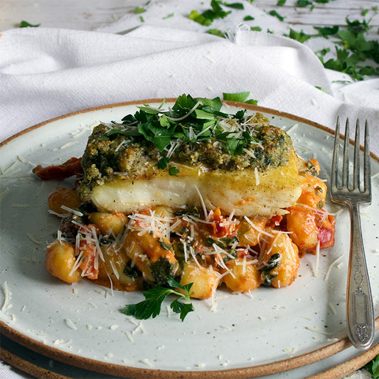 Pan-Seared, Pecan-Crusted Fish - with fried green tomatoes