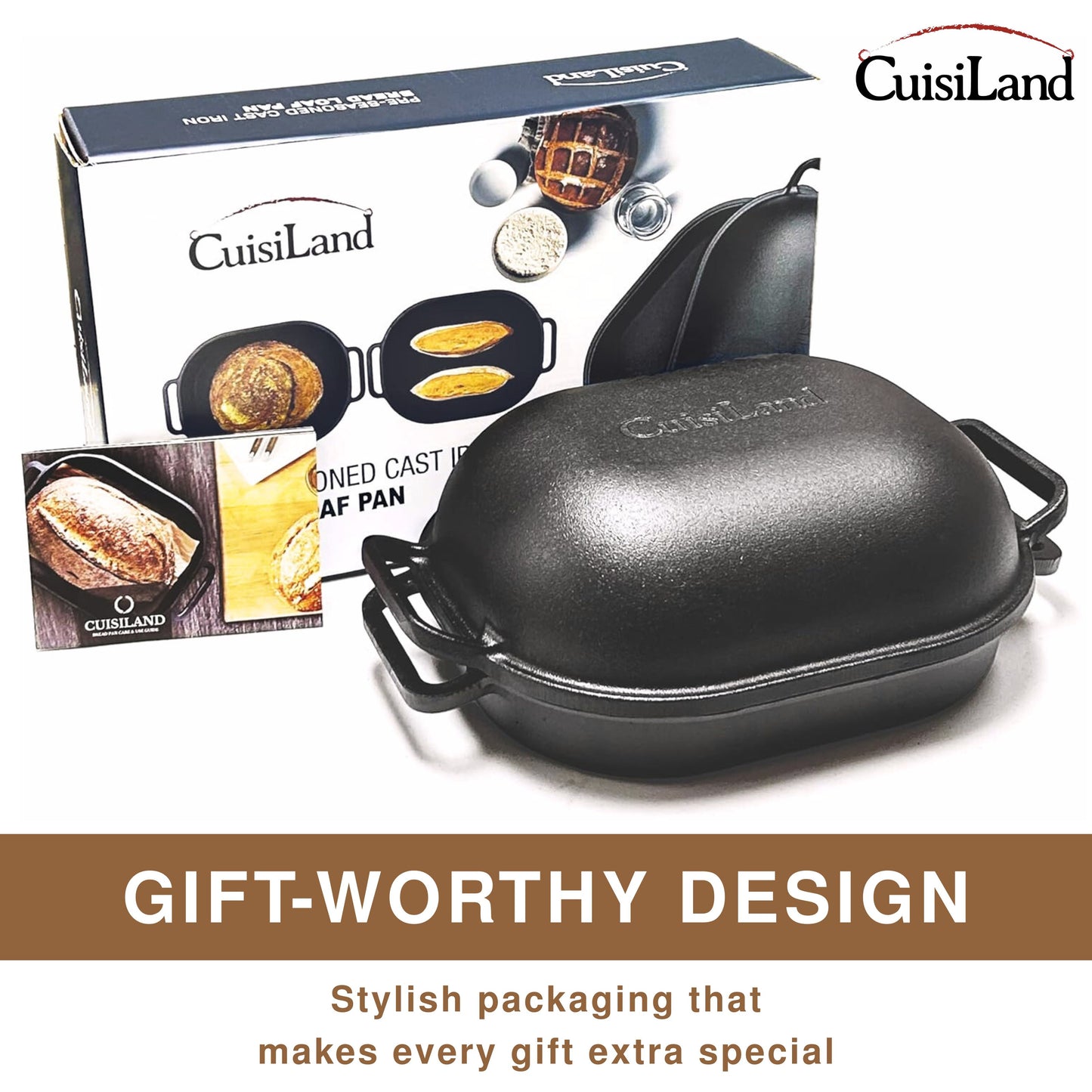 Cuisiland Large Pre-Seasoned Heavy Duty Cast Iron Bread & Loaf Pan