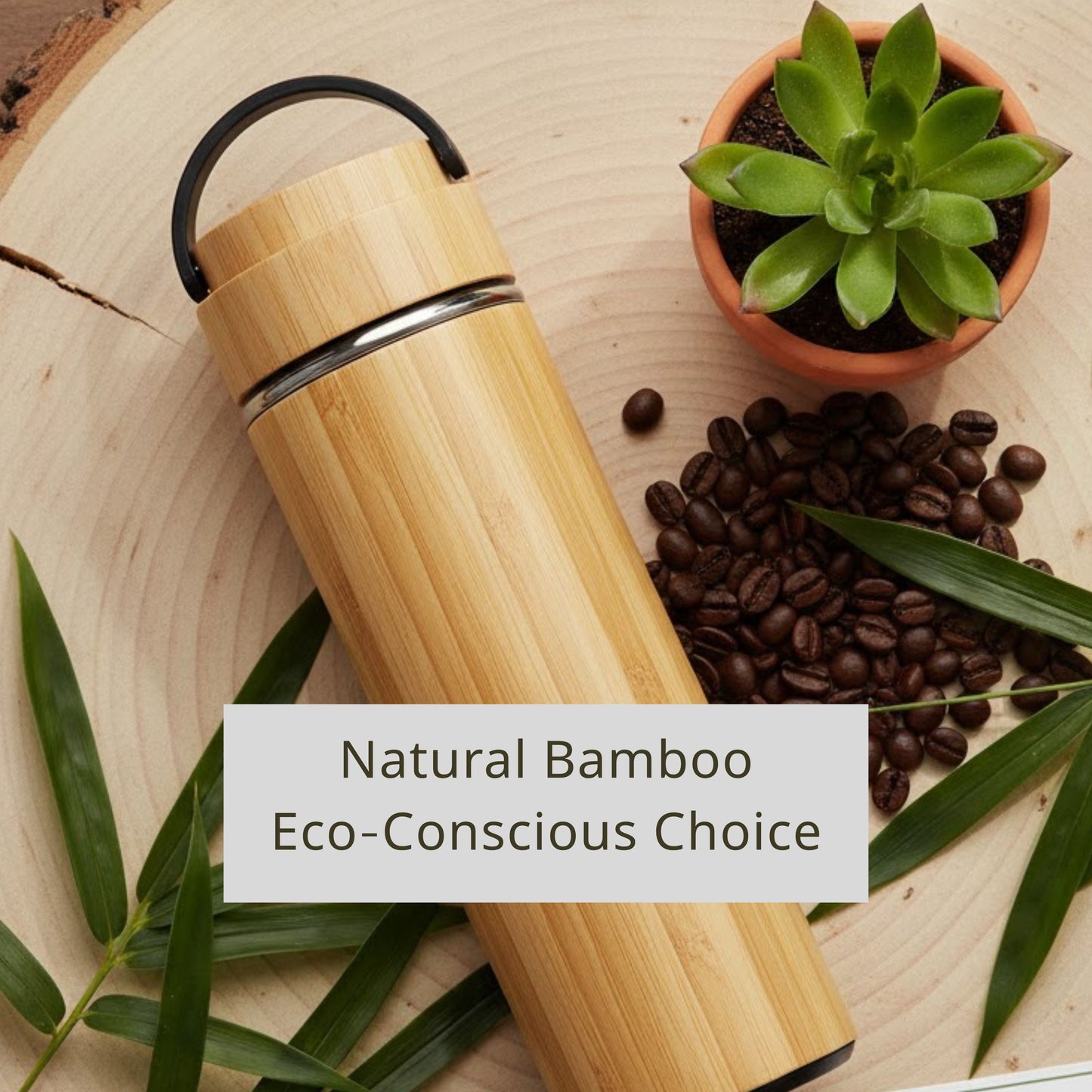 Cuisiland 500ml Bamboo Stainless Steel Tea Thermos Bottle with Handle