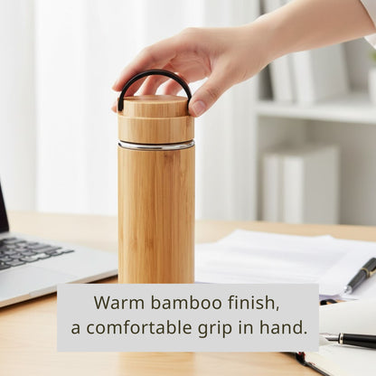 Cuisiland 500ml Bamboo Stainless Steel Tea Thermos Bottle with Handle