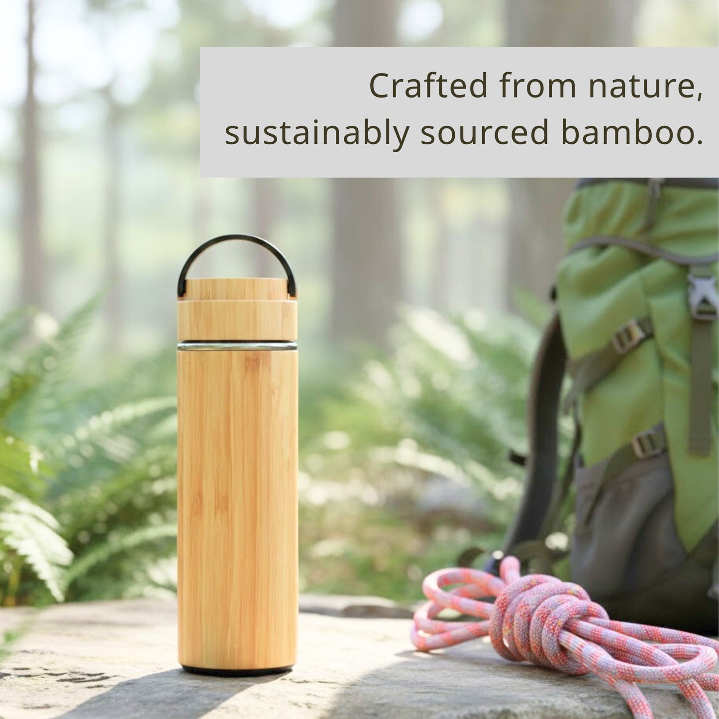 Cuisiland 500ml Bamboo Stainless Steel Tea Thermos Bottle with Handle