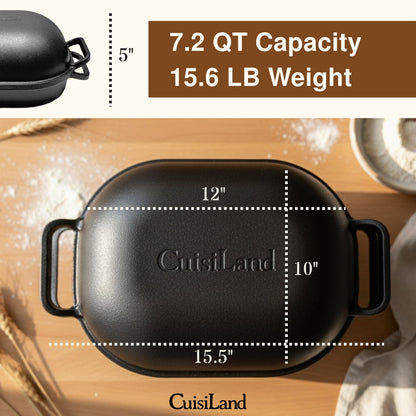 Cuisiland Large Pre-Seasoned Heavy Duty Cast Iron Bread & Loaf Pan