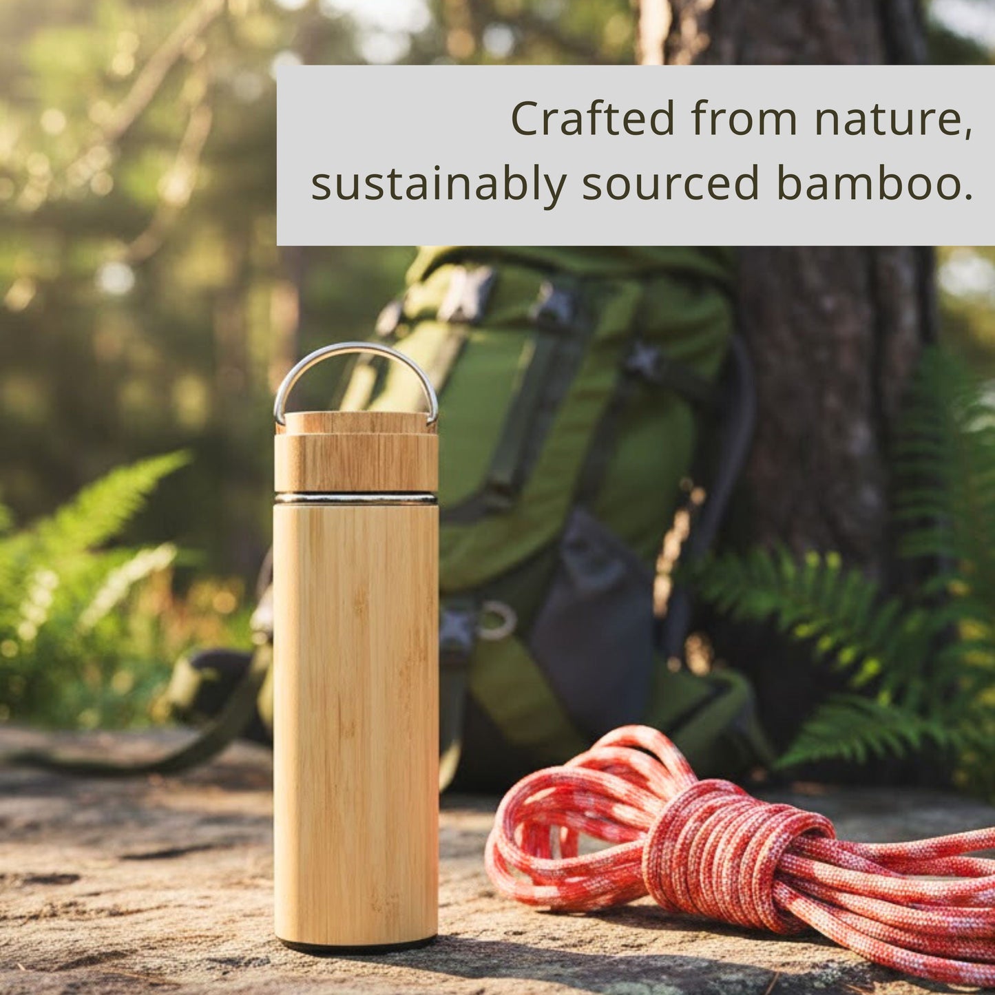 Cuisiland 500ml Bamboo Stainless Steel Tea Thermos Bottle with Handle