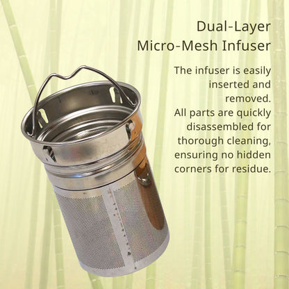 Cuisiland 500ml Bamboo Stainless Steel Tea Thermos Bottle with Handle