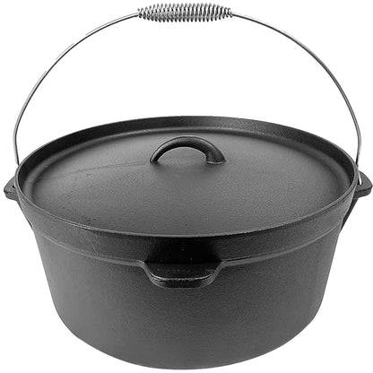 12QT Pre-seasoned Dutch Oven - Lip Lid, Flat Base