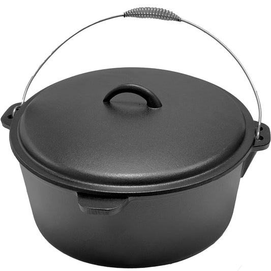 12QT Pre-seasoned Dutch Oven - Dome Lid, Flat Base