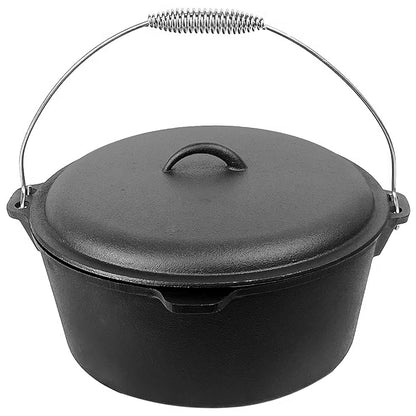 9QT Pre-seasoned Dutch Oven - Dome Lid, Flat Base