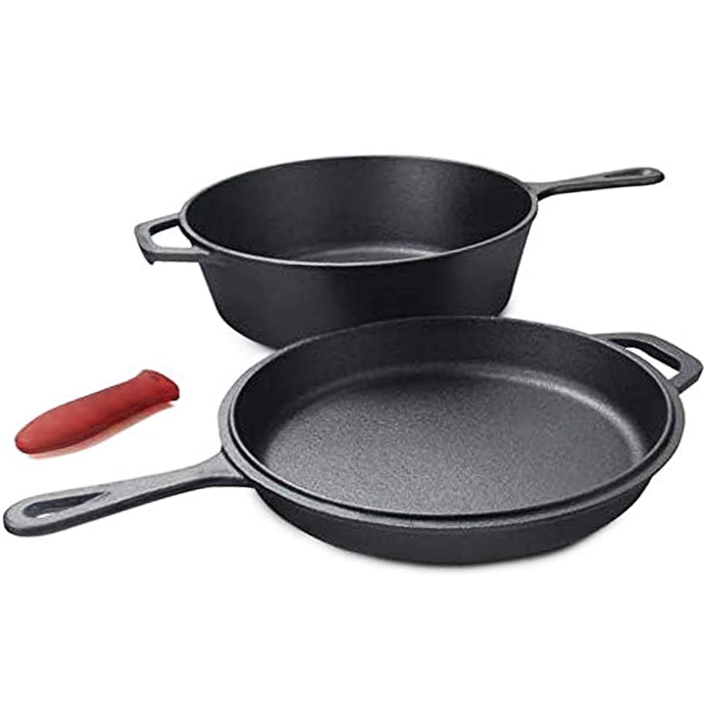 Pre-seasoned 3 pieces combo cooker 3.2qt wok with 10.25" skillet lid and silicon glove