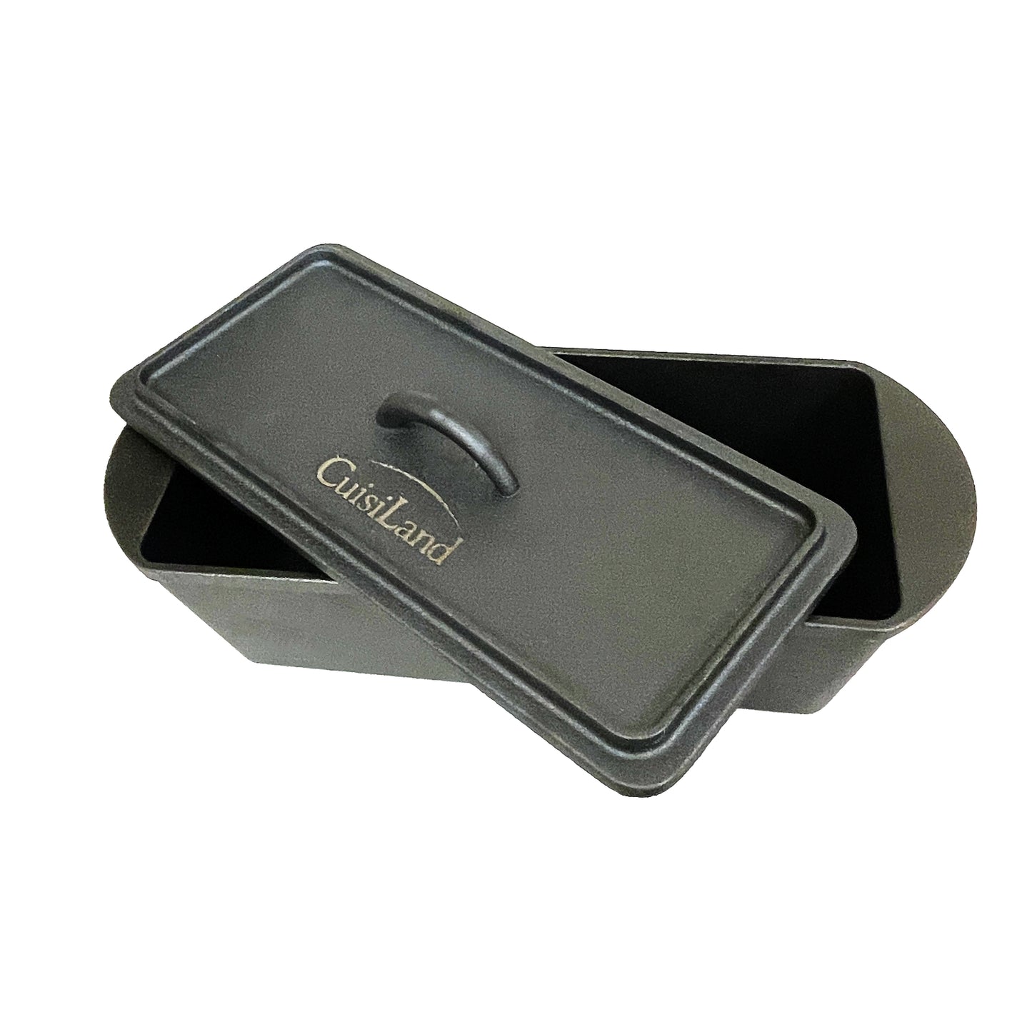 Cuisiland Cast Iron Rectangular Bread Loaf Pan, Heavy Duty 11x4.75x4,25" (14"L/Handles)  with Lid