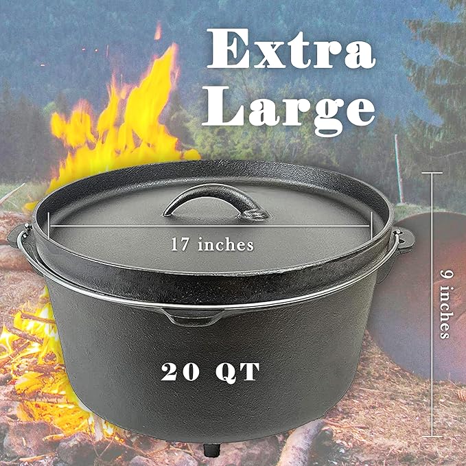 20QT Pre-seasoned Dutch Oven - Lip Lid
