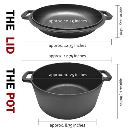 Pre-Seasoned Combo Cooker 5QT Dutch Oven With 10.25" Skillet Lid