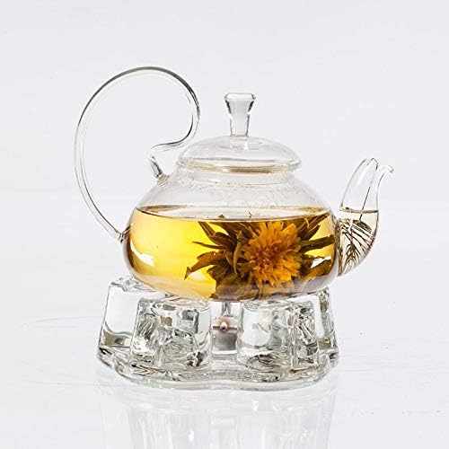 Cuisiland Crystal Teapot Heating Base Glass Teapot Warmer in Heart Shape Heat Resistant for Heating Tea or Beverages (Clear)
