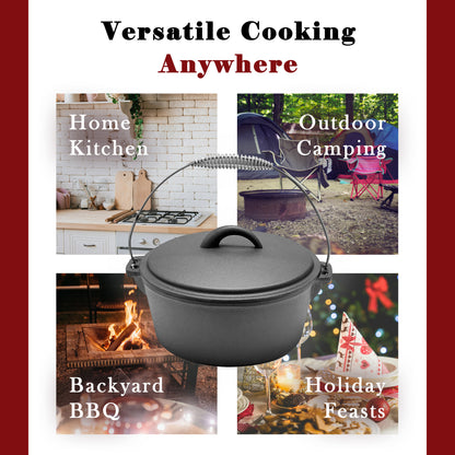 4.5QT Pre-seasoned Dutch Oven - Dome Lid, Flat Base