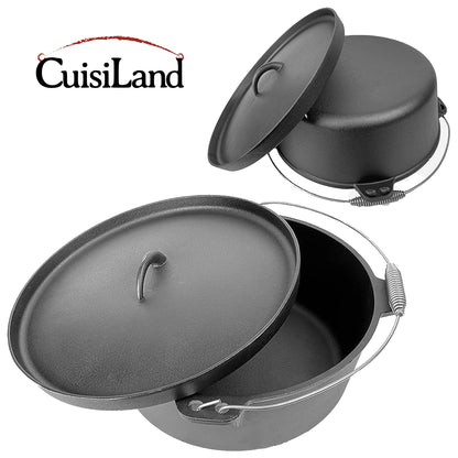 12QT Pre-seasoned Dutch Oven - Lip Lid, Flat Base