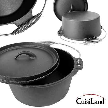 4.5QT Pre-seasoned Dutch Oven - Lip Lid, Flat Base