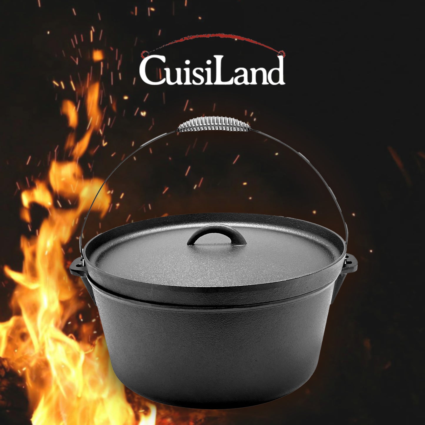 16QT Pre-seasoned Dutch Oven - Lip Lid, No Legs