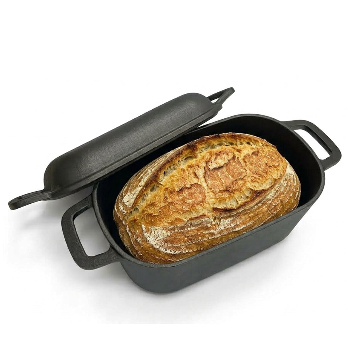 CUISILAND 4QT Pre-Seasoned Cast Iron Bread Oven 2-in-1 Covered Bread Pan