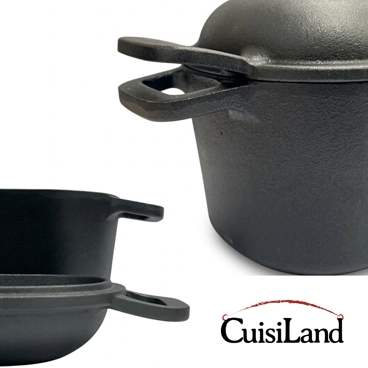 CUISILAND 4QT Pre-Seasoned Cast Iron Bread Oven 2-in-1 Covered Bread Pan