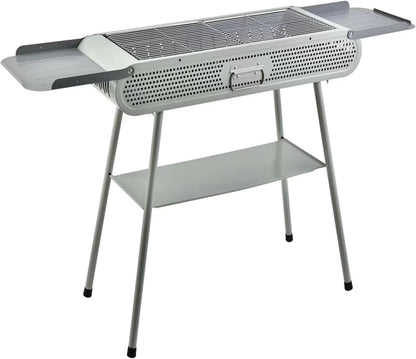Cuisiland 48" Portable Charcoal Grill Retro Speaker Style BBQ Grill, Chrome-Plated Grate, Compact Outdoor Grill for Camping, Backyard, Patio & Picnic (Aesthetic light green)