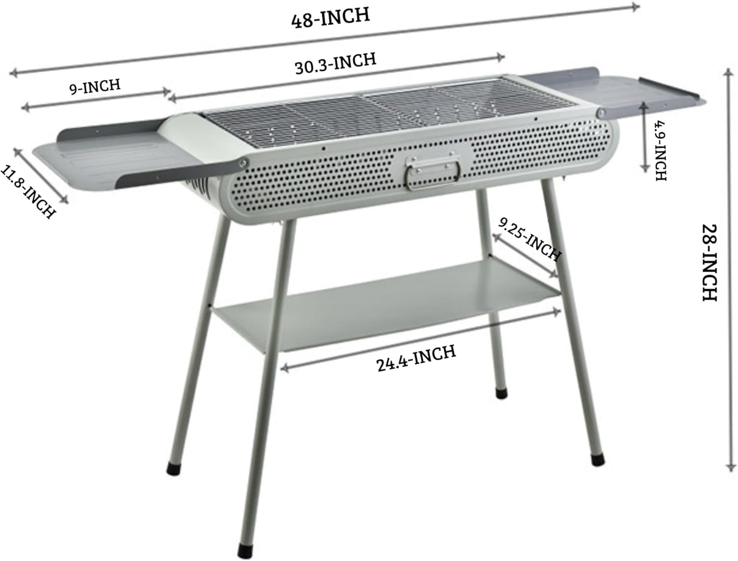 Cuisiland 48" Portable Charcoal Grill Retro Speaker Style BBQ Grill, Chrome-Plated Grate, Compact Outdoor Grill for Camping, Backyard, Patio & Picnic (Aesthetic light green)