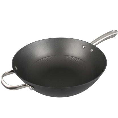Cuisiland 12.5" Honeycomb Cast Iron Wok with Dual Handles