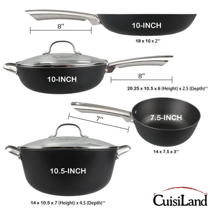 Cuisiland 4-Piece Honeycomb Cast Iron Cookware Set