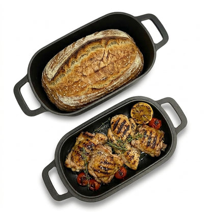 CUISILAND 4QT Pre-Seasoned Cast Iron Bread Oven 2-in-1 Covered Bread Pan