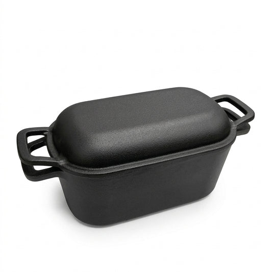CUISILAND 4QT Pre-Seasoned Cast Iron Bread Oven 2-in-1 Covered Bread Pan