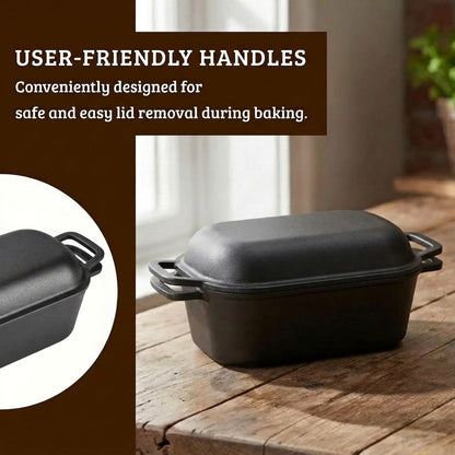 CUISILAND 4QT Pre-Seasoned Cast Iron Bread Oven 2-in-1 Covered Bread Pan