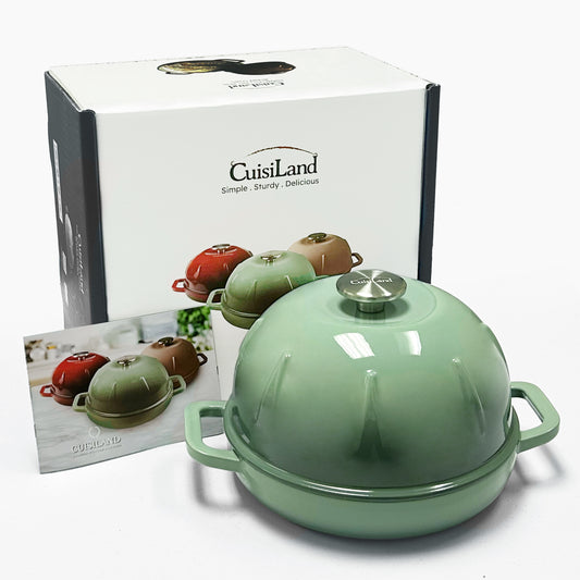 Cuisiland Pre-Seasoned Cast Iron Bread Cloche – Dome Lid Dutch Oven for Artisan Sourdough Baking – Heat-Retaining, Nonstick Bakeware for Crispy Crust & Even Baking – Oven Safe