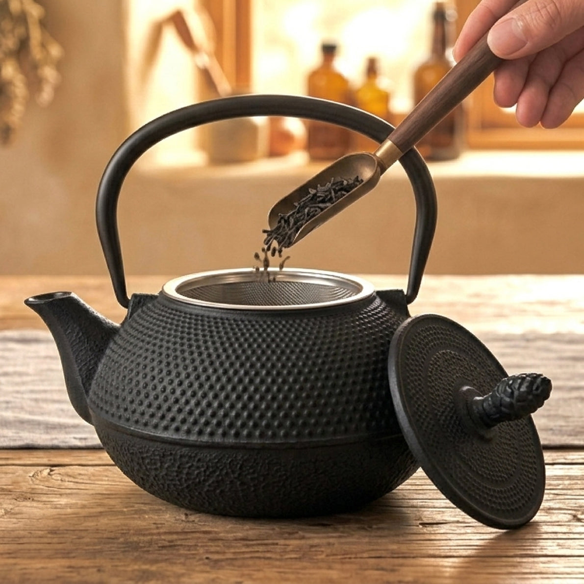 Cuisiland 450ml/15oz Hobnail Cast Iron Teapot with Infuser