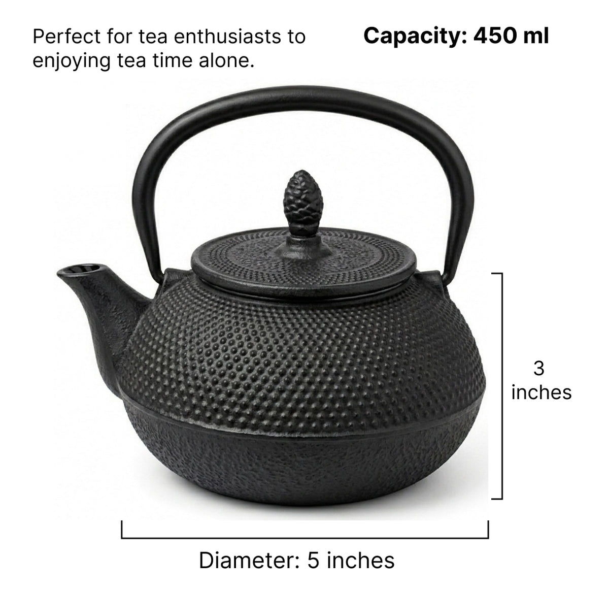 Cuisiland 450ml/15oz Hobnail Cast Iron Teapot with Infuser