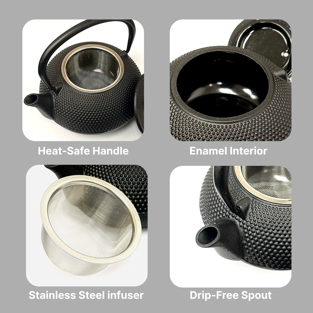 Cuisiland 450ml/15oz Hobnail Cast Iron Teapot with Infuser