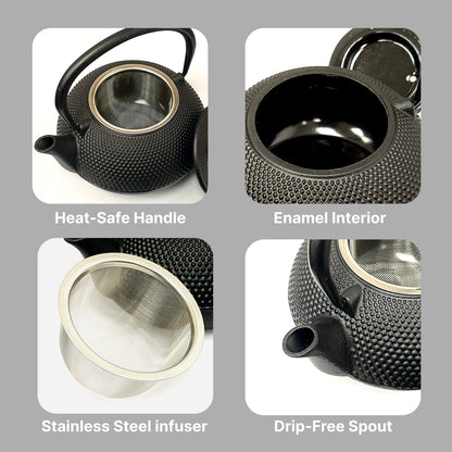 Cuisiland 450ml/15oz Hobnail Cast Iron Teapot with Infuser