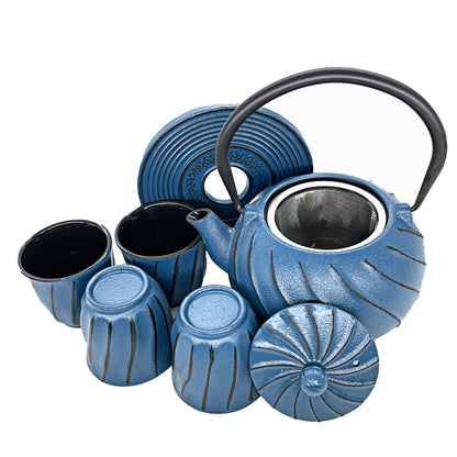 Cuisiland Cast Iron teapot with 4 Cups 1 Trivet Set- Enameled Interior and Stainless Steel Infuser