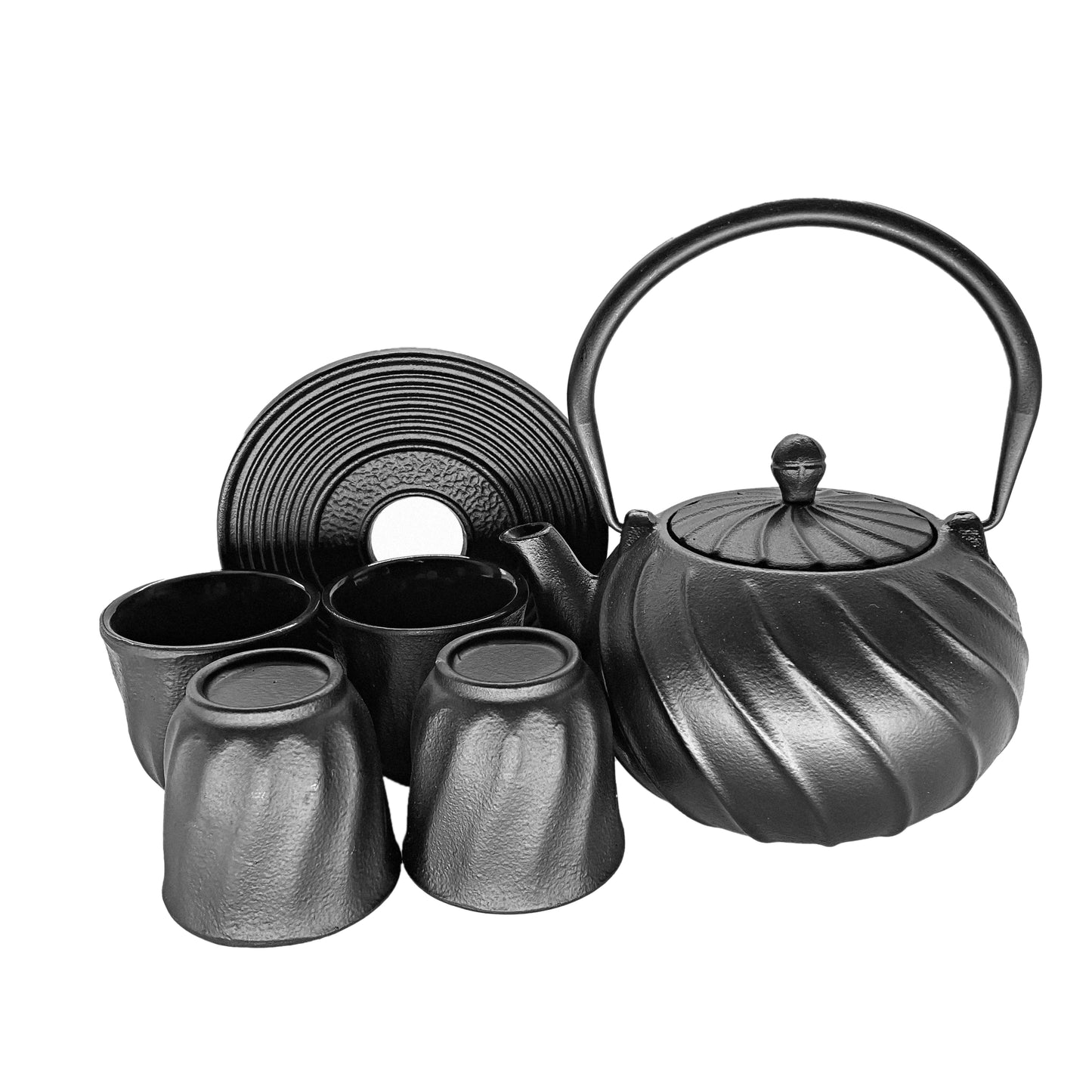 Cuisiland Cast Iron teapot with 4 Cups 1 Trivet Set- Enameled Interior and Stainless Steel Infuser