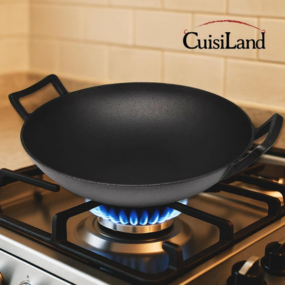 Cuisiland 14.25-Inch Pre-Seasoned Cast Iron Wok