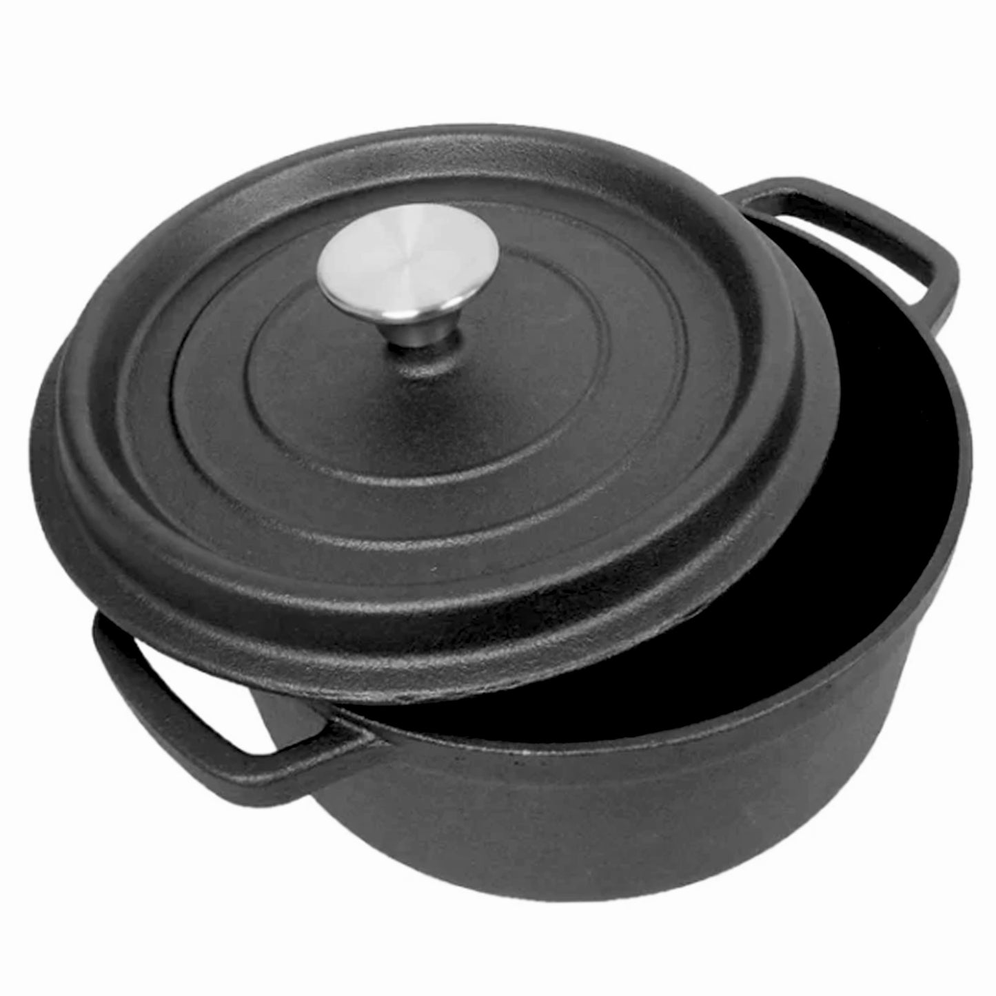 Cuisiland 4QT Cast Iron Dutch Oven with Lid – Pre-Seasoned Heavy-Duty Casserole Pot with Dual Handles & Stainless Steel Knob