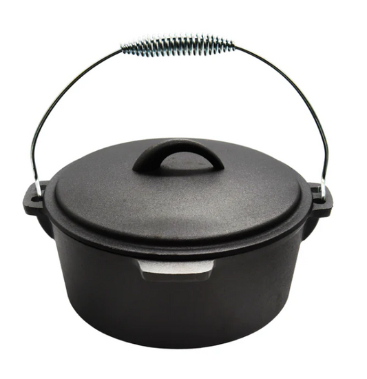 4.5QT Pre-seasoned Dutch Oven - Dome Lid, Flat Base, with Matching Storage Bag