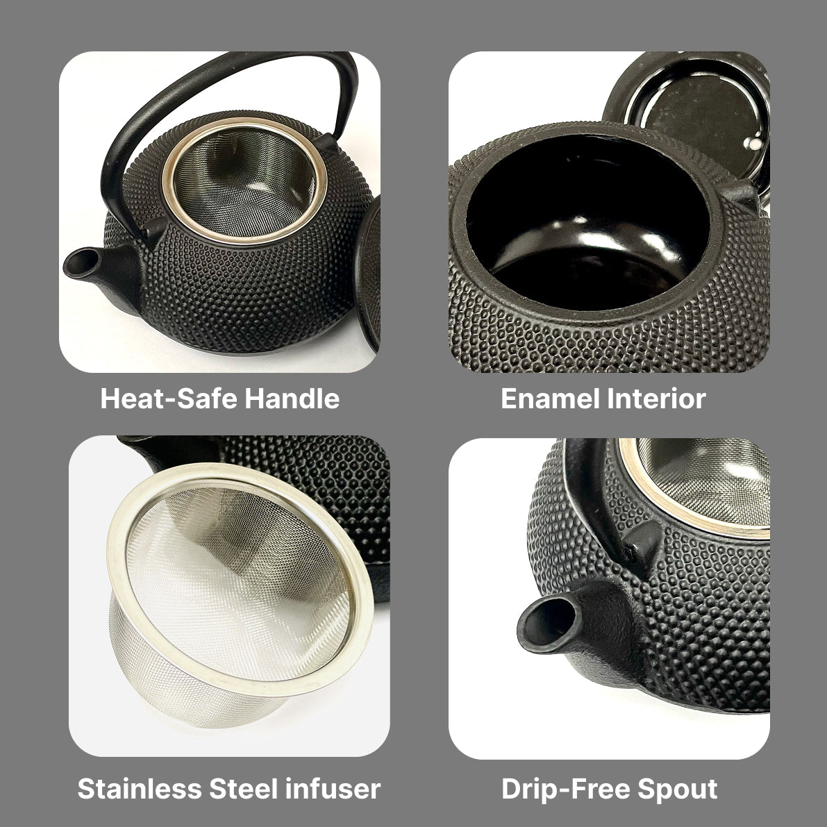 Cuisiland 27OZ Hobnail cast Iron teapot 800ml