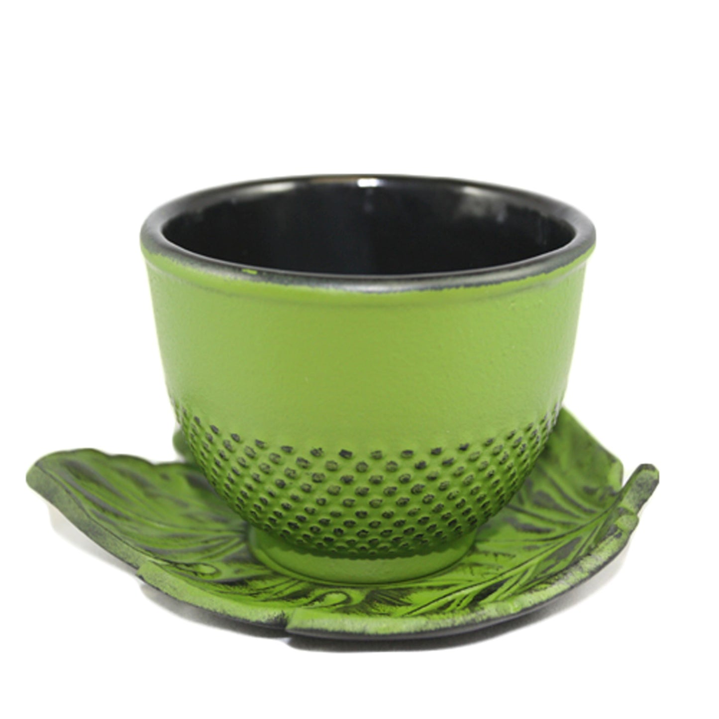 Nail-head cup with leaf saucer