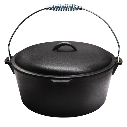 9QT Pre-seasoned Dutch Oven - Dome Lid, Flat Base