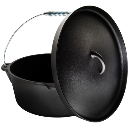 12QT Pre-seasoned Dutch Oven - Lip Lid, Flat Base