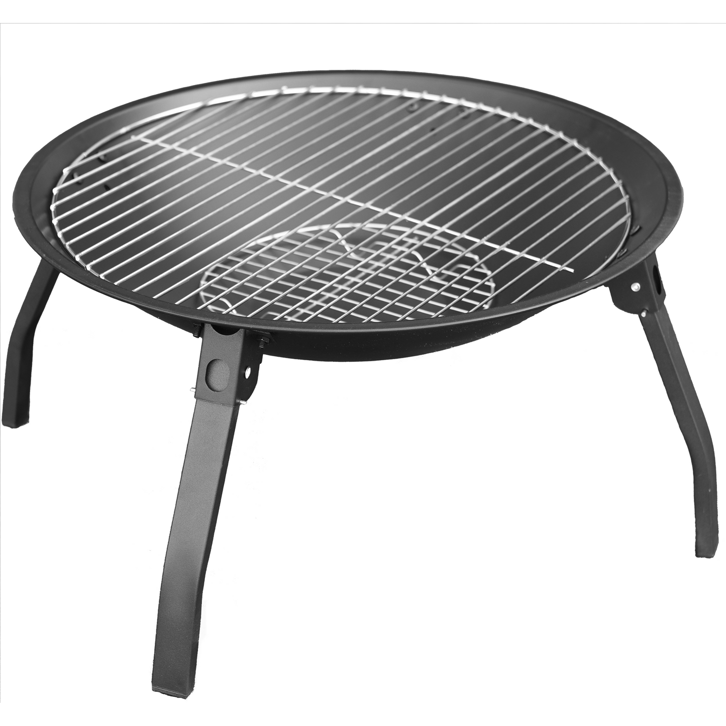 22" Round Fire Pit With Cover For Outdoor Wood Burning On Deck, Patio, Grass, and Concrete