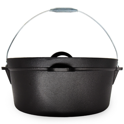 12QT Pre-seasoned Dutch Oven - Lip Lid, Flat Base