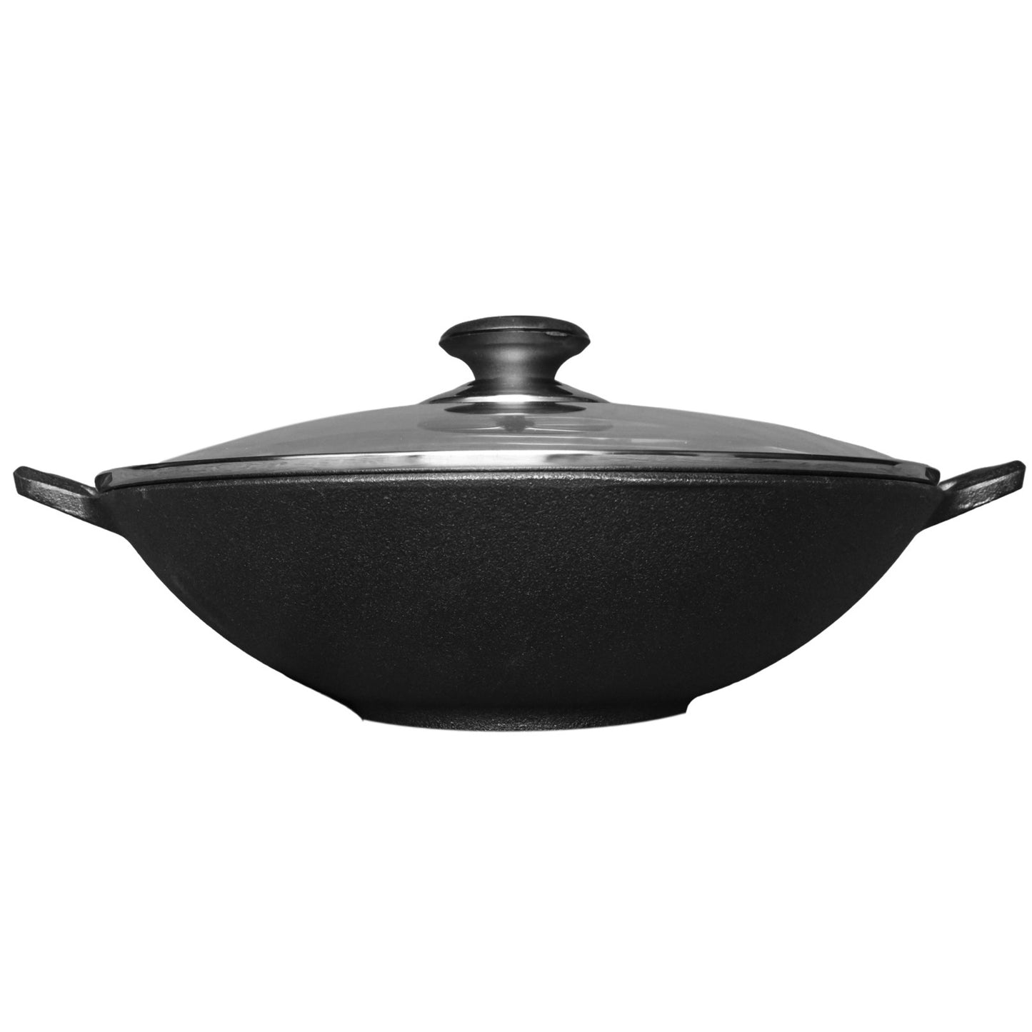 Pre-Seasoned Cast Iron Wok with Glass Lid (12")