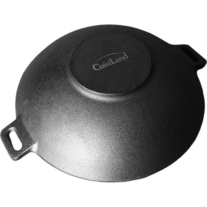 Pre-Seasoned Cast Iron Wok with Glass Lid (12")